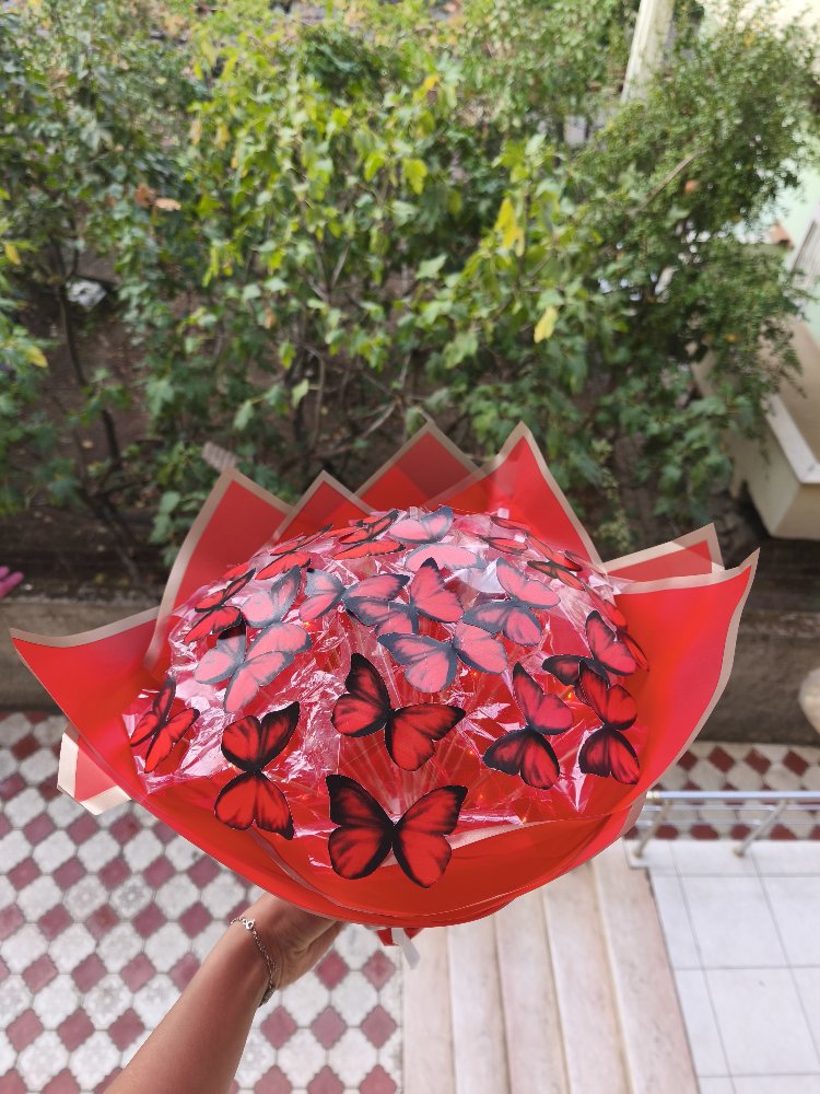 LED ışıklı kelebek buketi