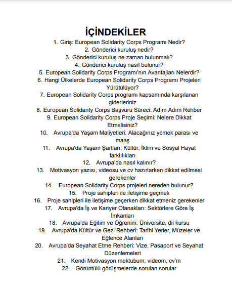 EUROPEAN SOLİDARİTY CORPS PROGRAMI ile AVRUPA'ya ÜCRETSİZ GÖÇ REHBERİ / E-kitap