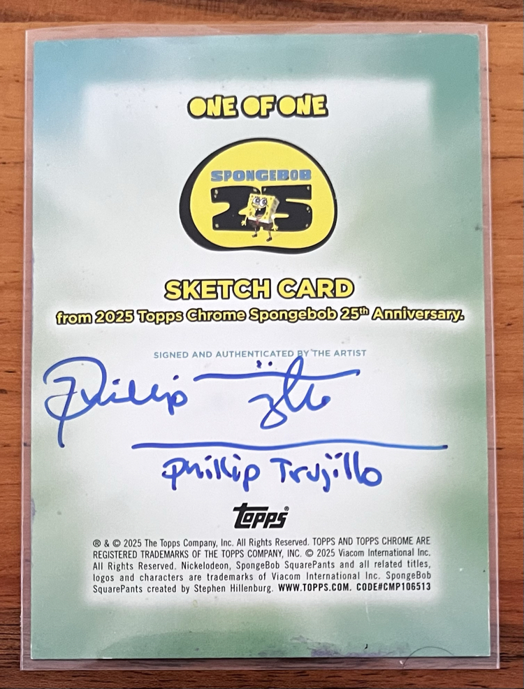 Sponge Bob - Topps Chrome - Plankton 1/1 imzalı sketch kart