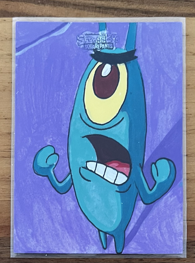 Sponge Bob - Topps Chrome - Plankton 1/1 imzalı sketch kart