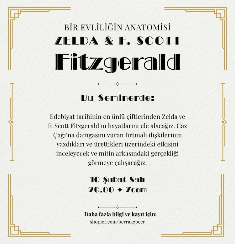 Bir Evliliğin Anatomisi: Zelda ve F. Scott Fitzgerald (Online Seminer)