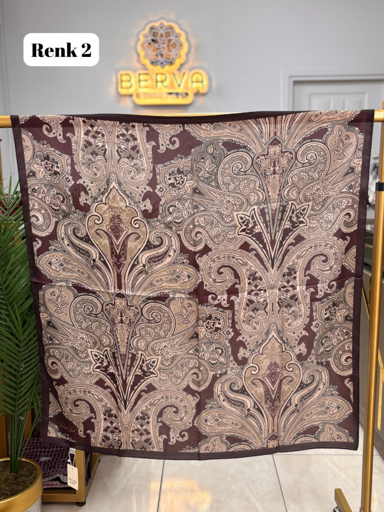 HİNT İPEK Etnik Desen Vual İpek Eşarp (12 RENK) 1047