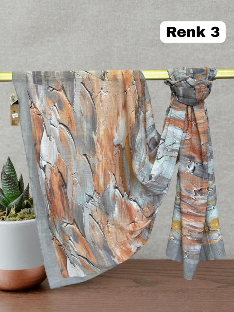 Pastel Desen Bambu Kraş Şal (15 Renk) 1085