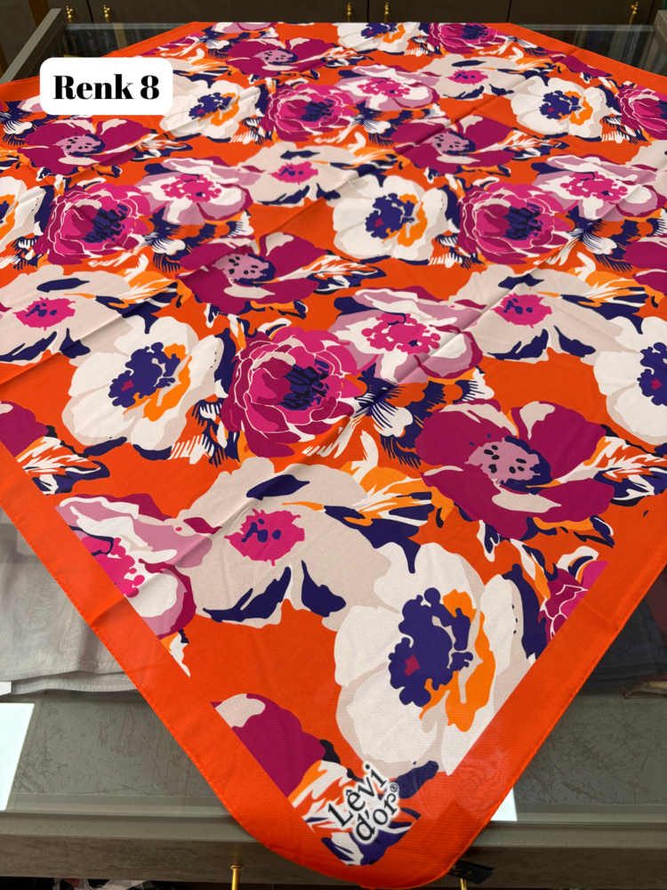 LEVİRDOR Pastel Çiçek Desen Violet Eşarp (12 RENK) 1066