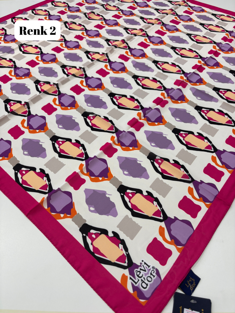 LEVİRDOR Pastel Geometrik Desen Violet Eşarp (11 RENK) 1065