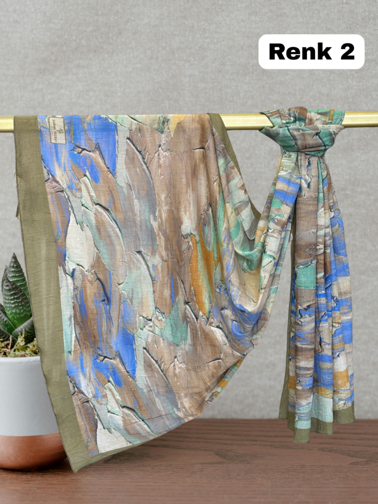 Pastel Desen Bambu Kraş Şal (15 Renk) 1085