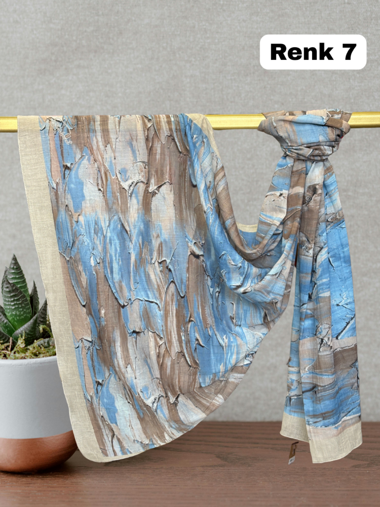 Pastel Desen Bambu Kraş Şal (15 Renk) 1085