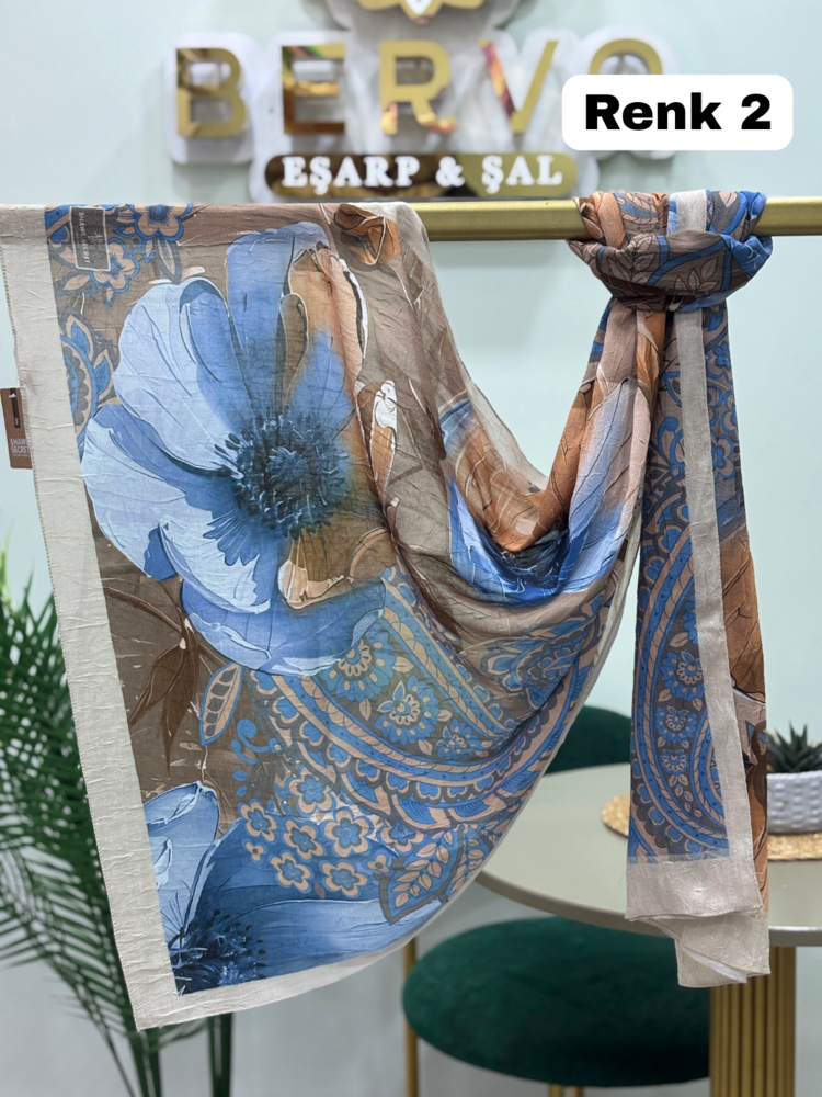 Çiçek Desen Bambu Kraş Şal (14 Renk) 1082