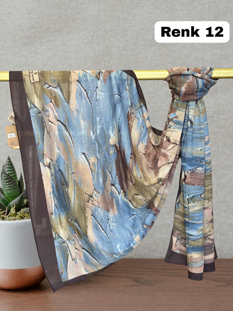 Pastel Desen Bambu Kraş Şal (15 Renk) 1085