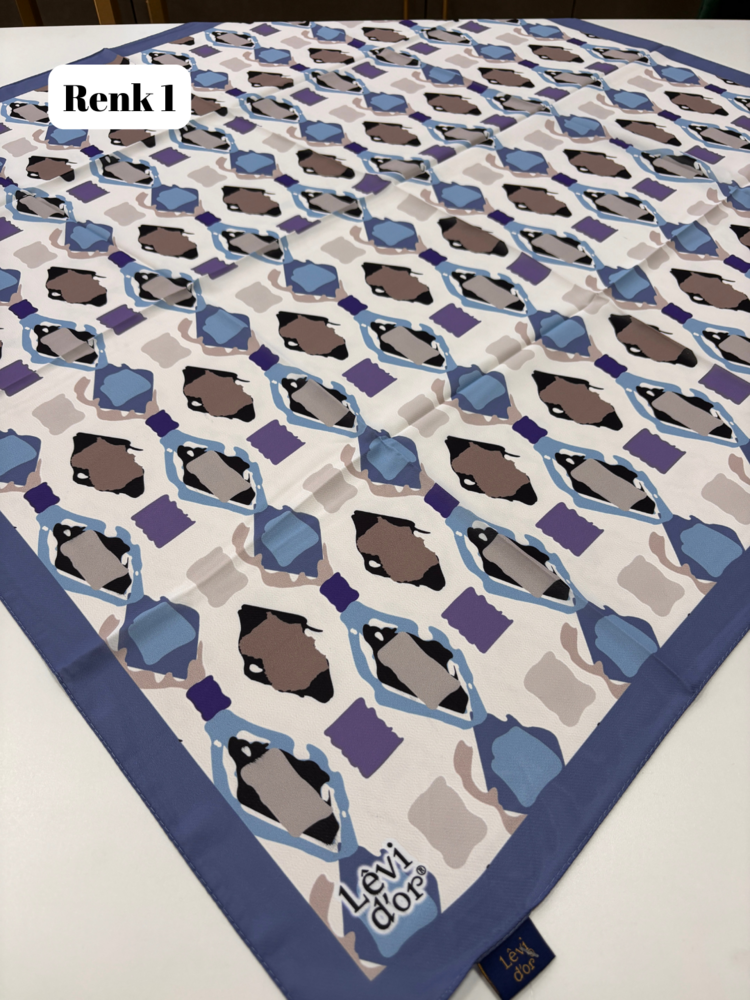 LEVİRDOR Pastel Geometrik Desen Violet Eşarp (11 RENK) 1065