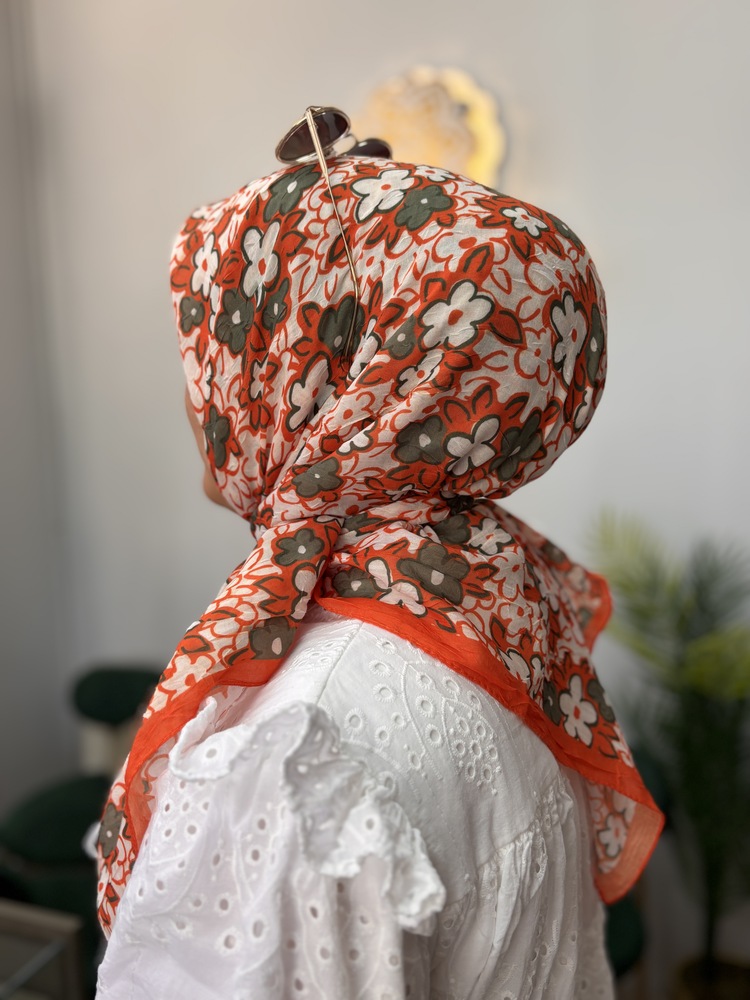 Çiçek Desen Bambu Kraş Eşarp (17 RENK) 1067