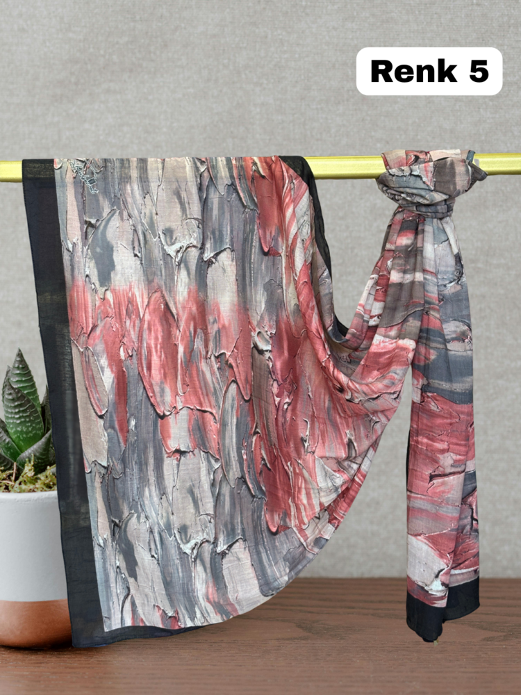 Pastel Desen Bambu Kraş Şal (15 Renk) 1085