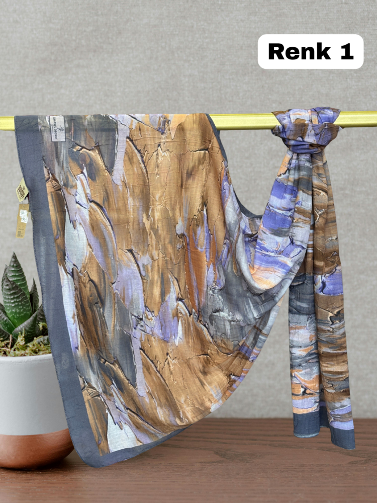 Pastel Desen Bambu Kraş Şal (15 Renk) 1085