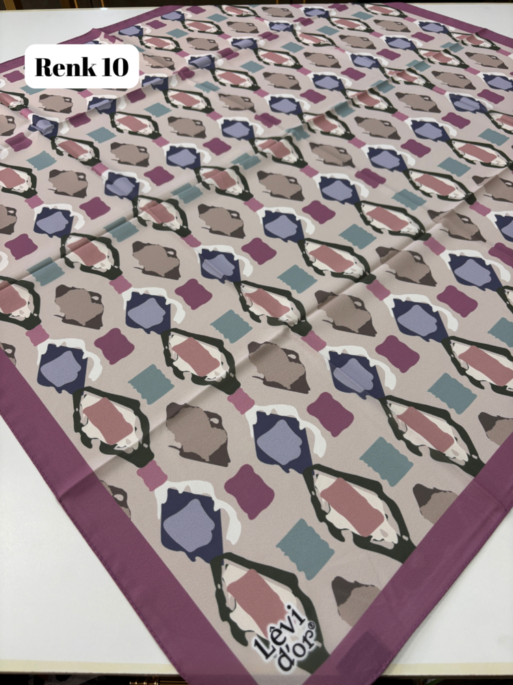 LEVİRDOR Pastel Geometrik Desen Violet Eşarp (11 RENK) 1065