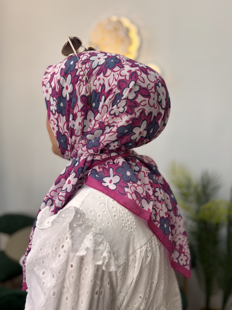 Çiçek Desen Bambu Kraş Eşarp (17 RENK) 1067