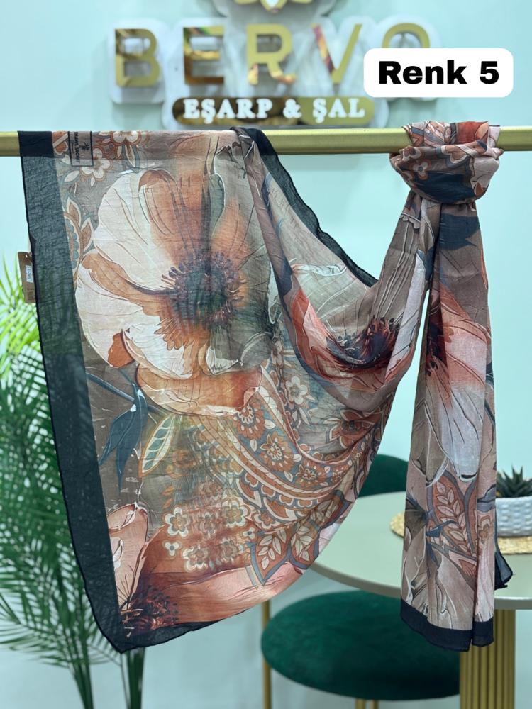 Çiçek Desen Bambu Kraş Şal (14 Renk) 1082
