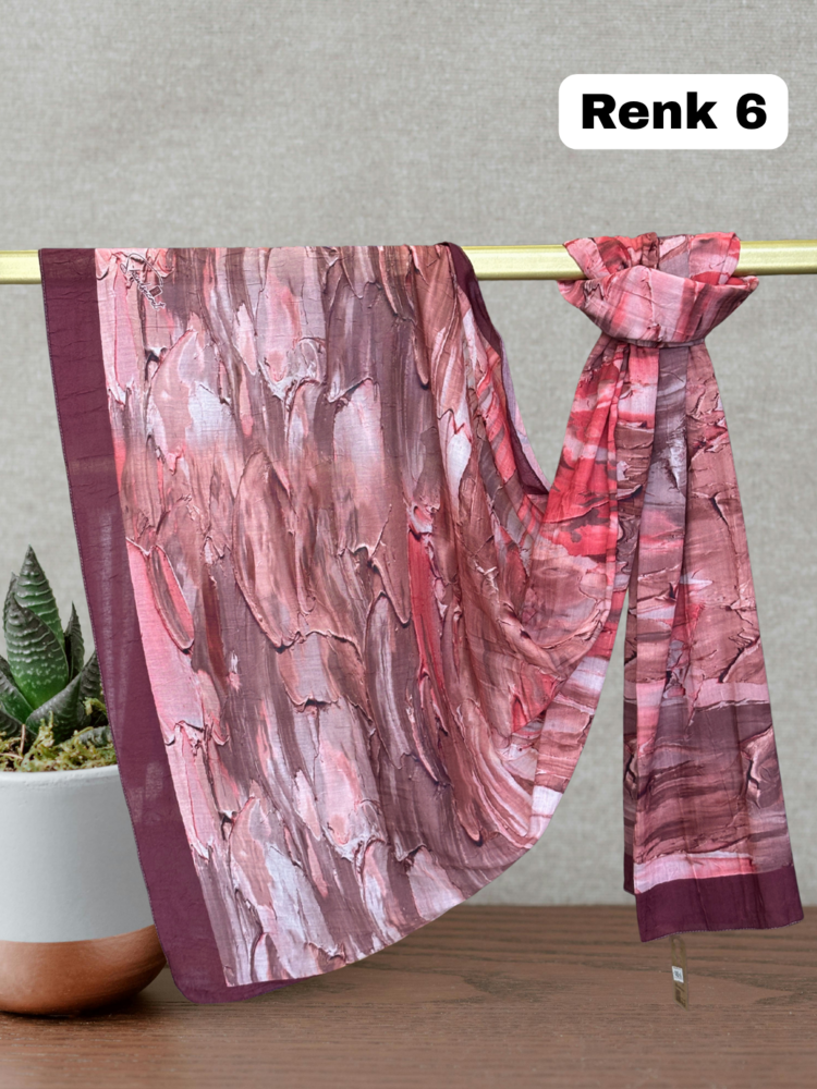Pastel Desen Bambu Kraş Şal (15 Renk) 1085