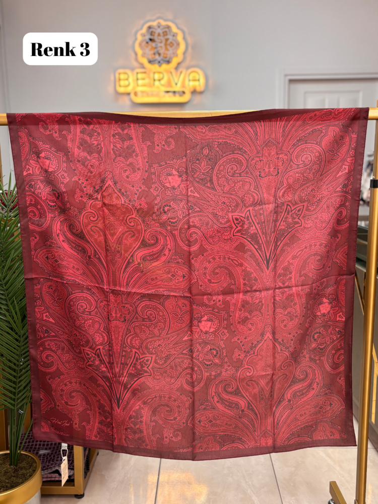 HİNT İPEK Etnik Desen Vual İpek Eşarp (12 RENK) 1047