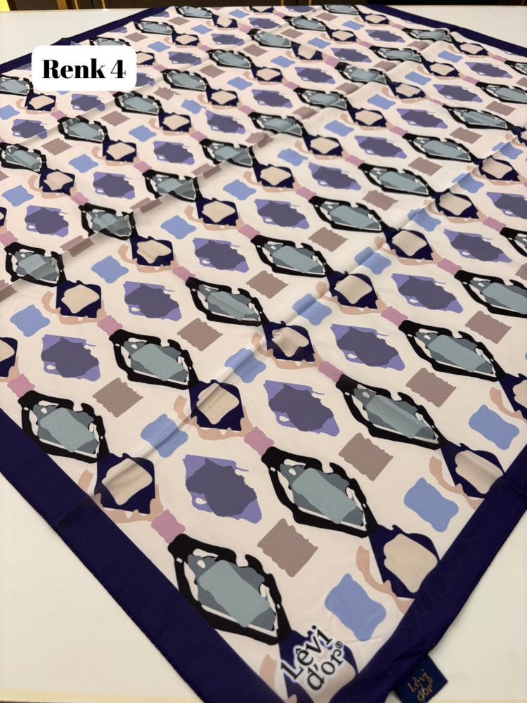 LEVİRDOR Pastel Geometrik Desen Violet Eşarp (11 RENK) 1065