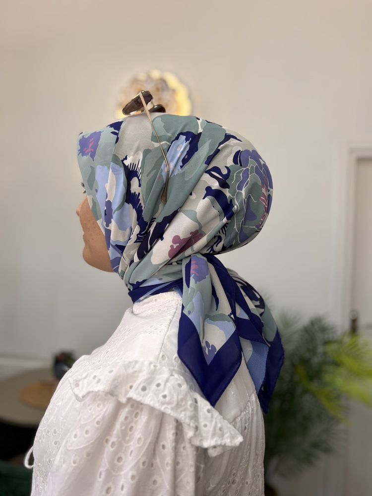 LEVİRDOR Pastel Çiçek Desen Violet Eşarp (12 RENK) 1066