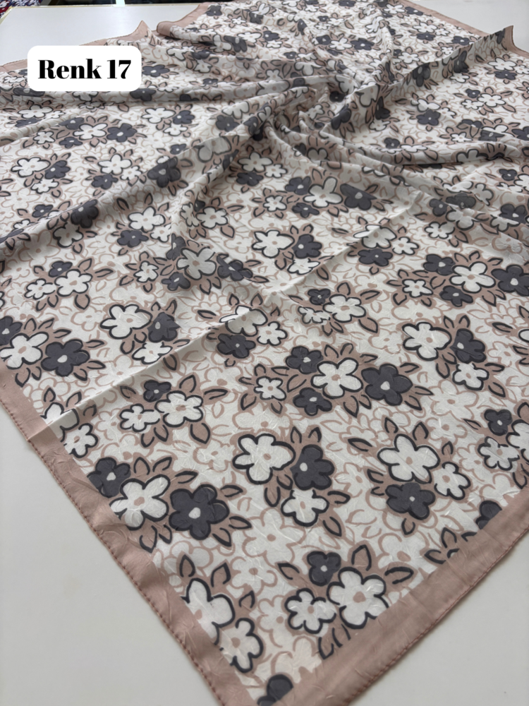 Çiçek Desen Bambu Kraş Eşarp (17 RENK) 1067