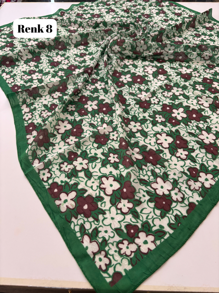 Çiçek Desen Bambu Kraş Eşarp (17 RENK) 1067