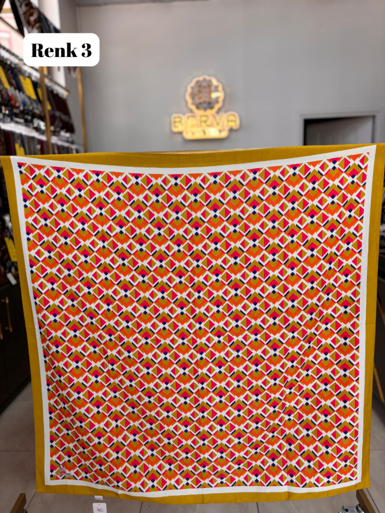 Mozaik Üçgen Desen Bambu Kraş Eşarp (10 RENK) 1053