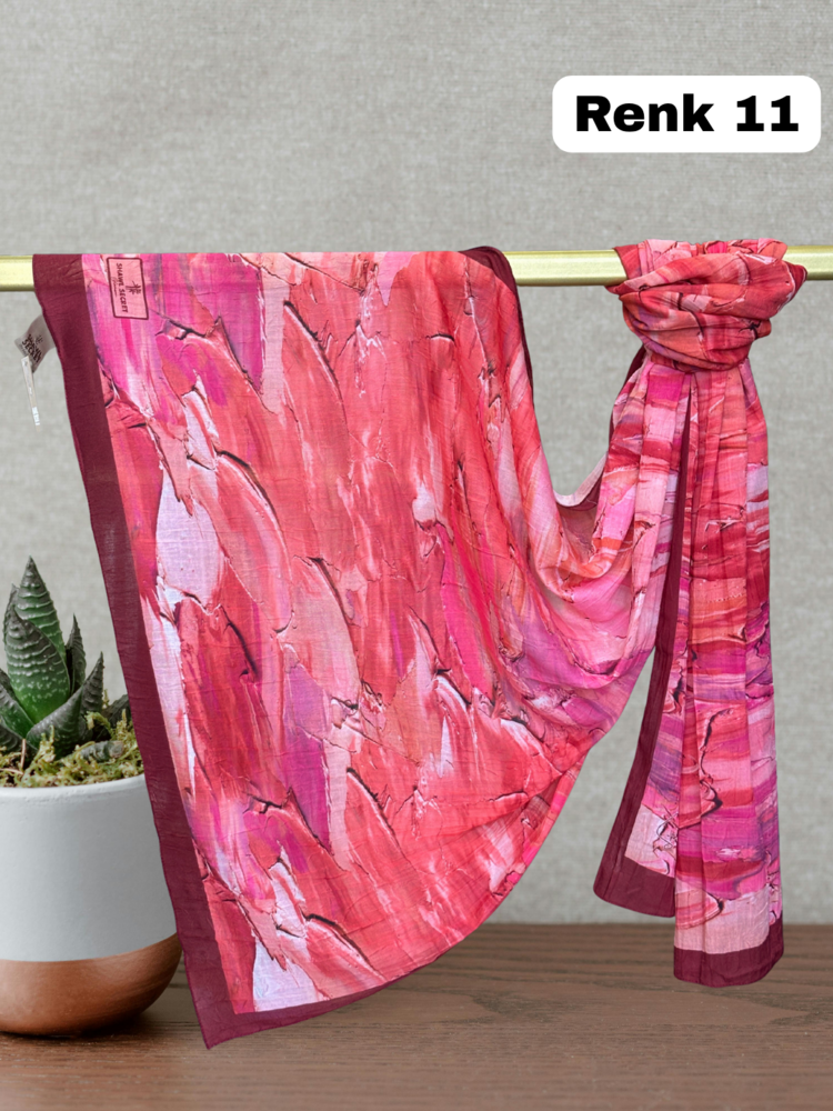 Pastel Desen Bambu Kraş Şal (15 Renk) 1085