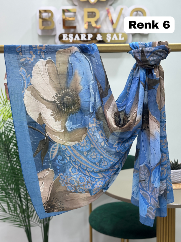 Çiçek Desen Bambu Kraş Şal (14 Renk) 1082