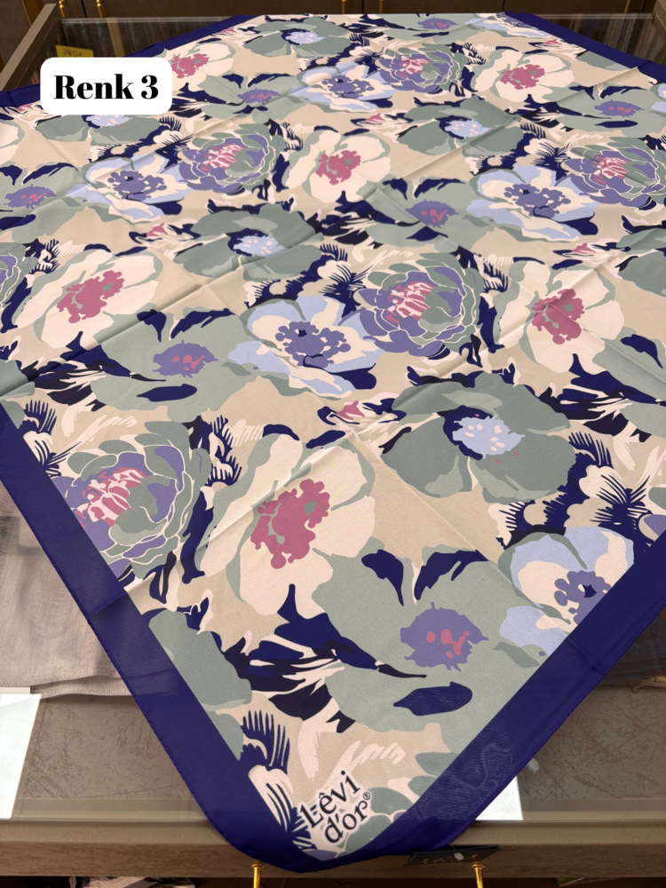 LEVİRDOR Pastel Çiçek Desen Violet Eşarp (12 RENK) 1066