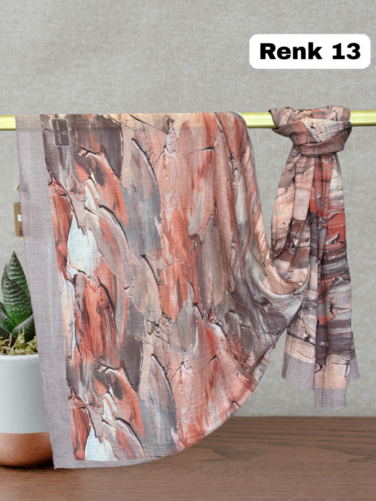 Pastel Desen Bambu Kraş Şal (15 Renk) 1085