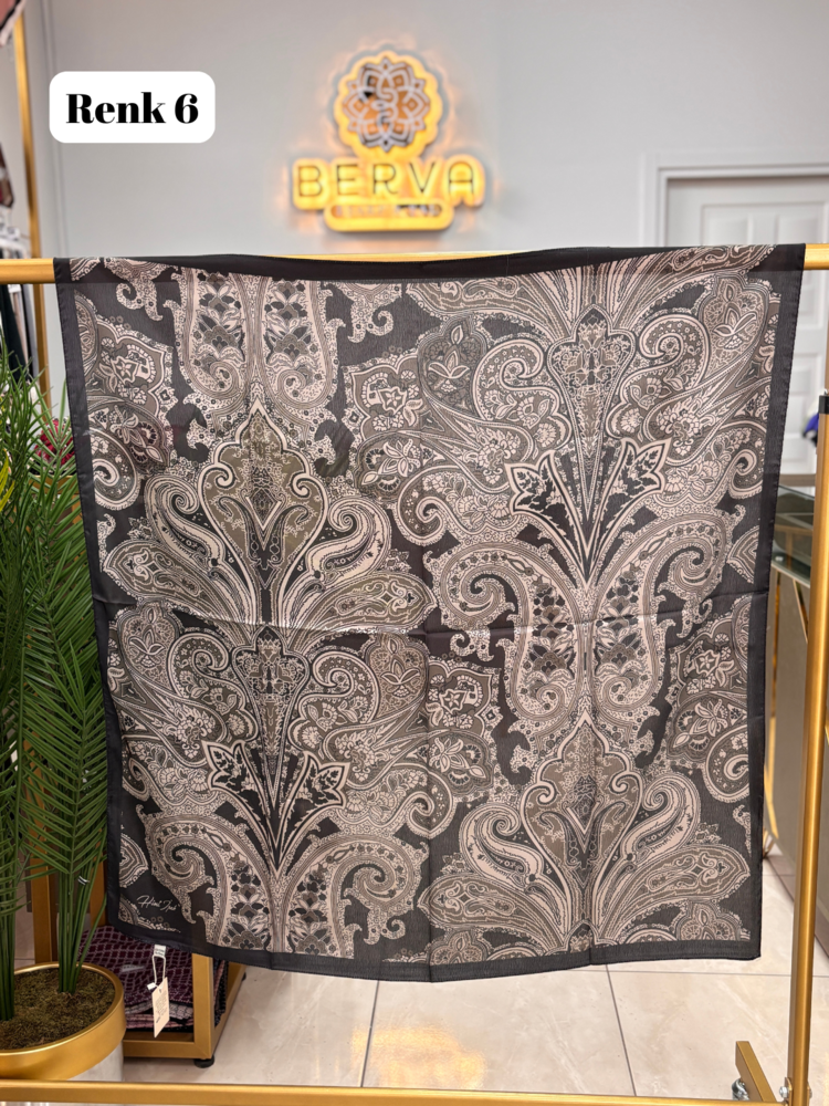 HİNT İPEK Etnik Desen Vual İpek Eşarp (12 RENK) 1047
