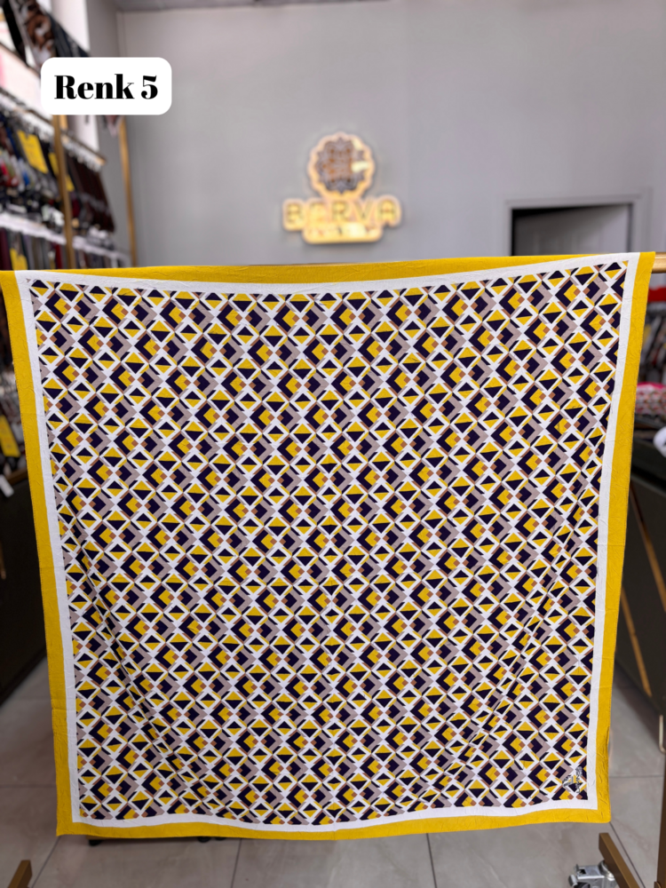 Mozaik Üçgen Desen Bambu Kraş Eşarp (10 RENK) 1053