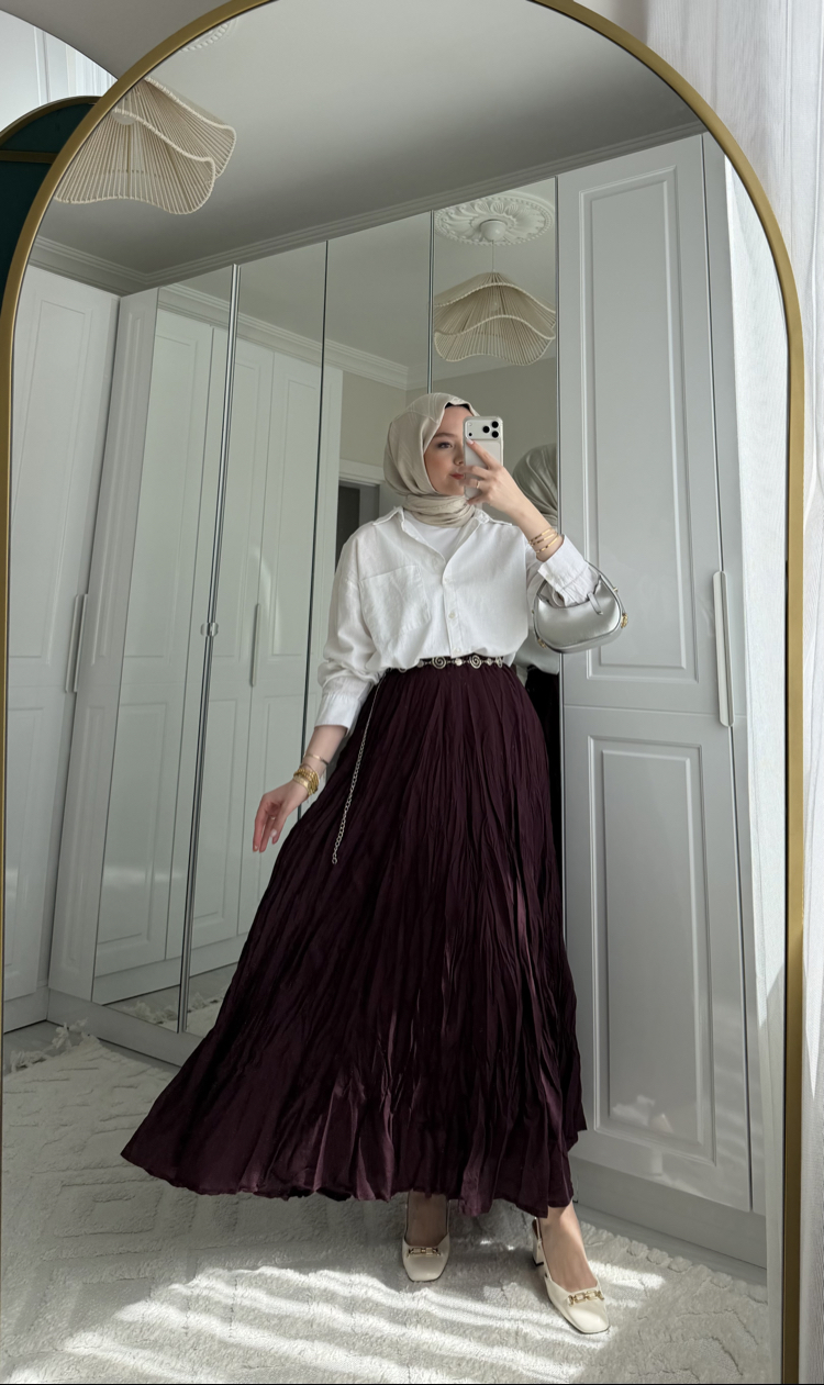 Kraş Bordo Etek