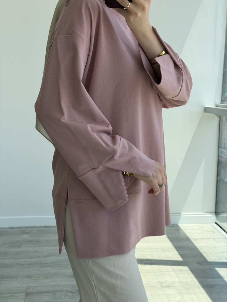 Yırtmaçlı sweat gül kurusu