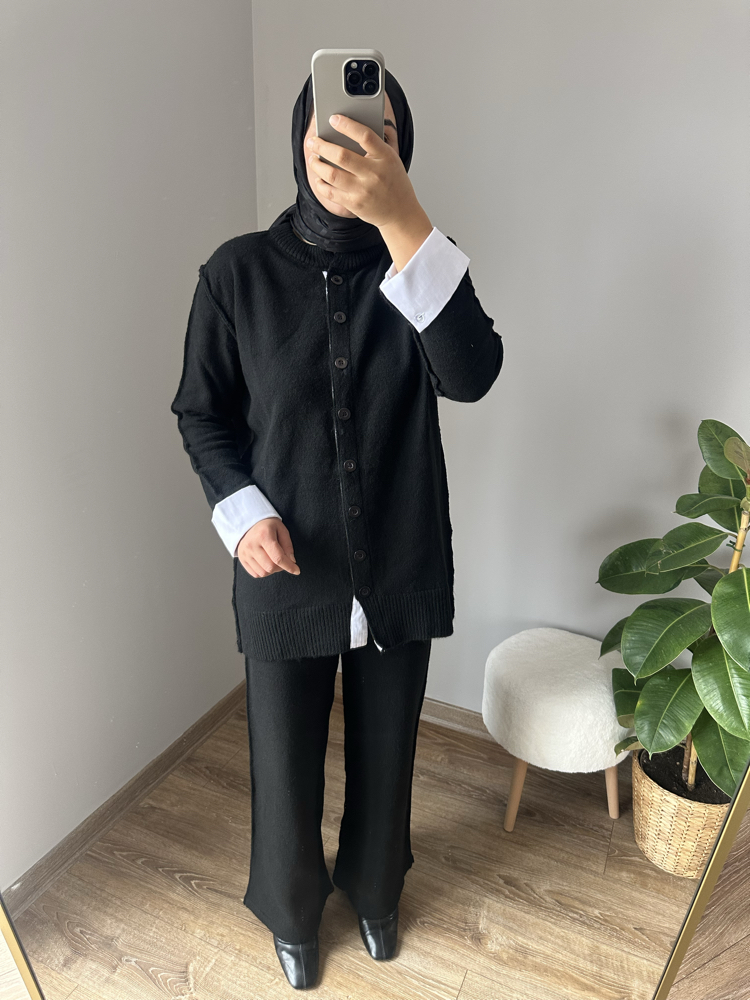 siyah triko casual takım