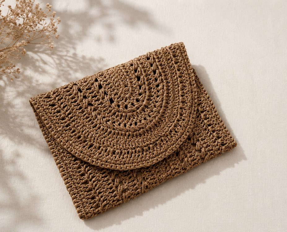 desenli hasır clutch çanta