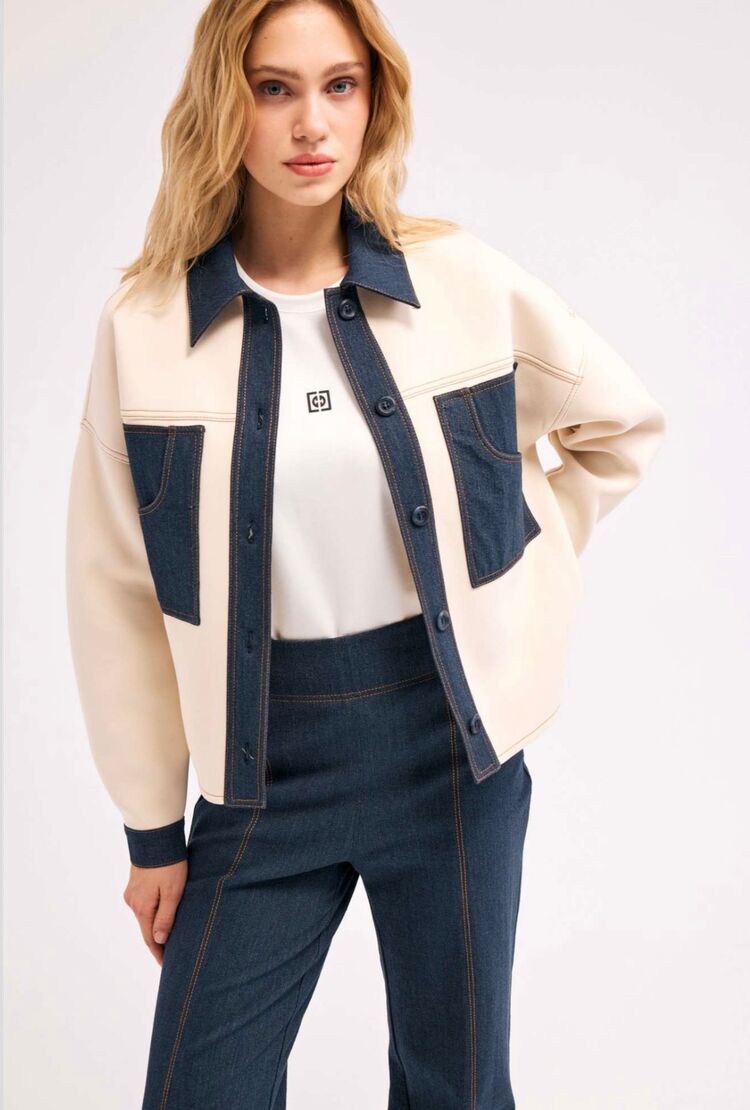 Denim Detaylı Ceket Diagonal