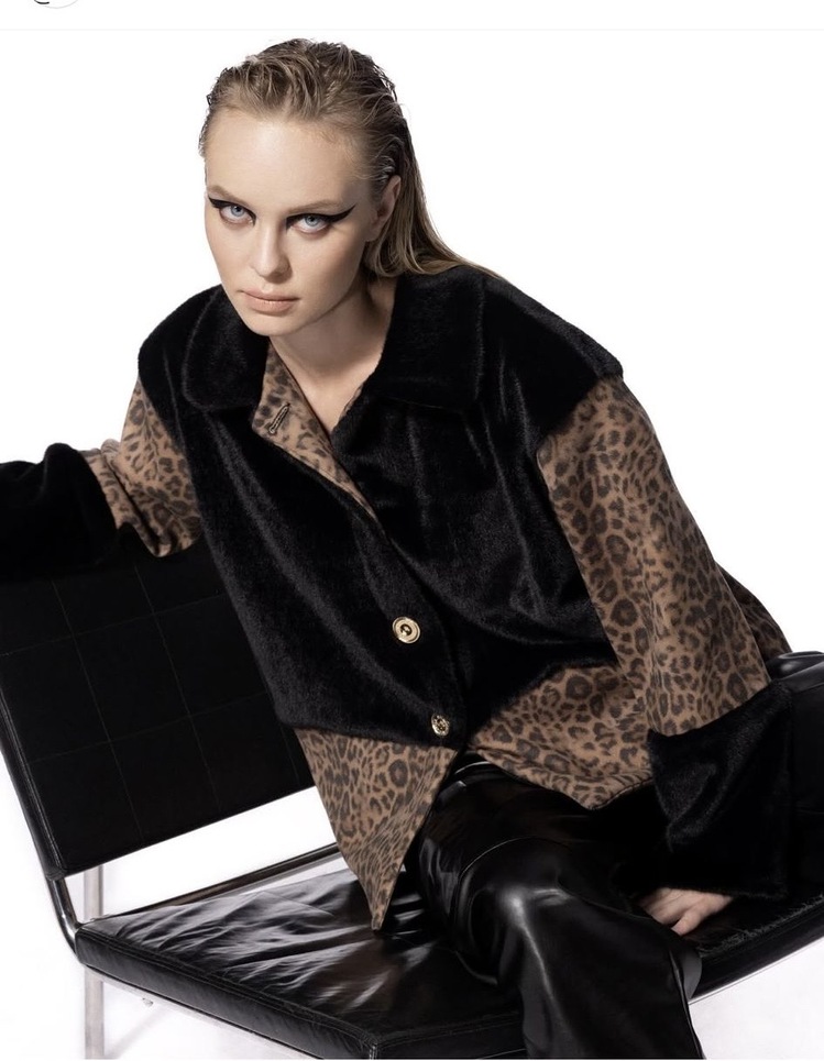 Leopar Kürklü Mont Redapple