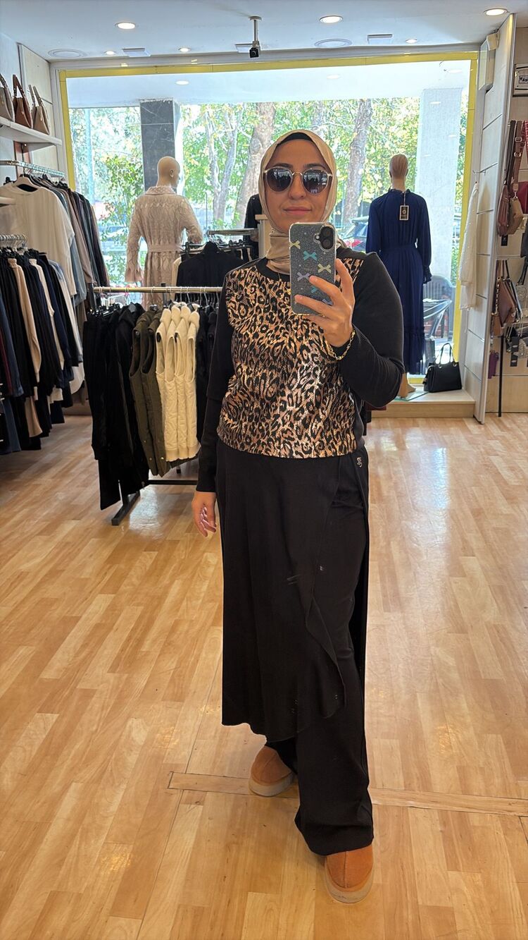 Leopar Desen Triko Twomail