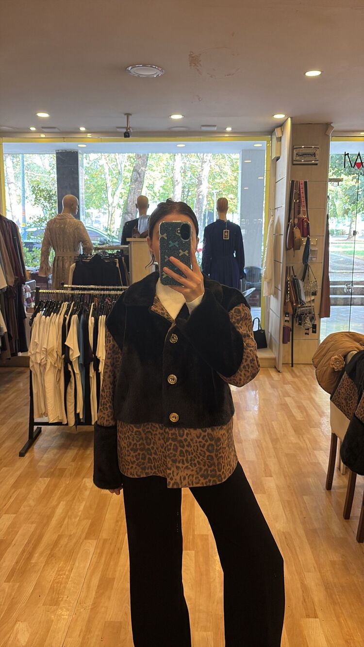 Leopar Kürklü Mont Redapple