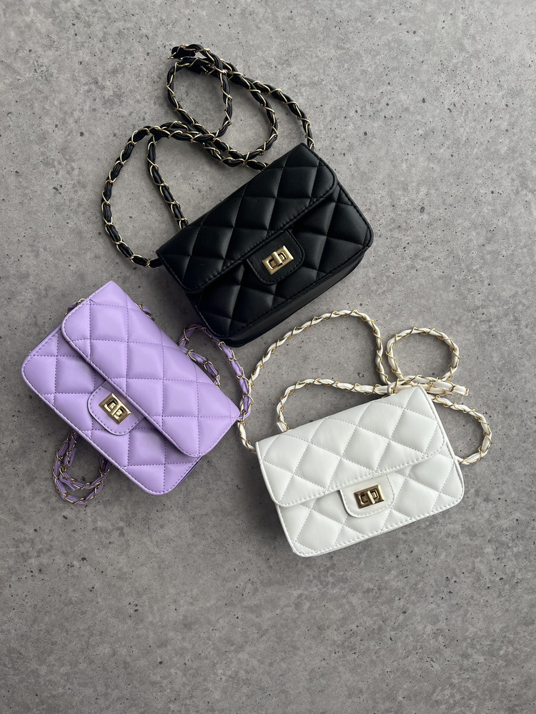 Lilac Kapitone Kumaş El ve Omuz Çantası 