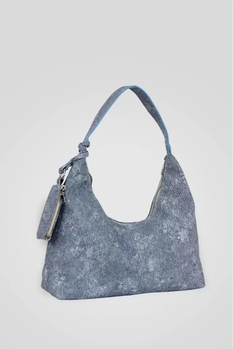 Kot Cüzdanlı Trend Baget Kadın Denim Omuz Çantası