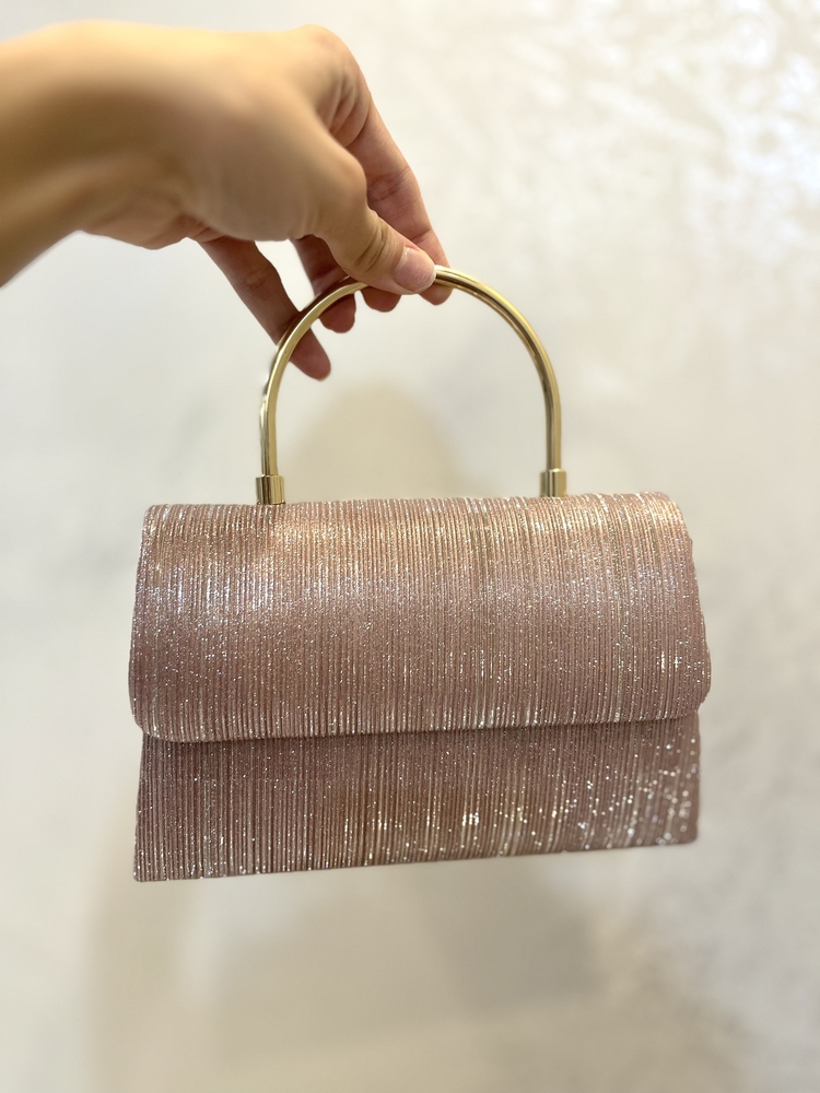 Balerina Pink Gold Zincirli Abiye Tasarım Çanta