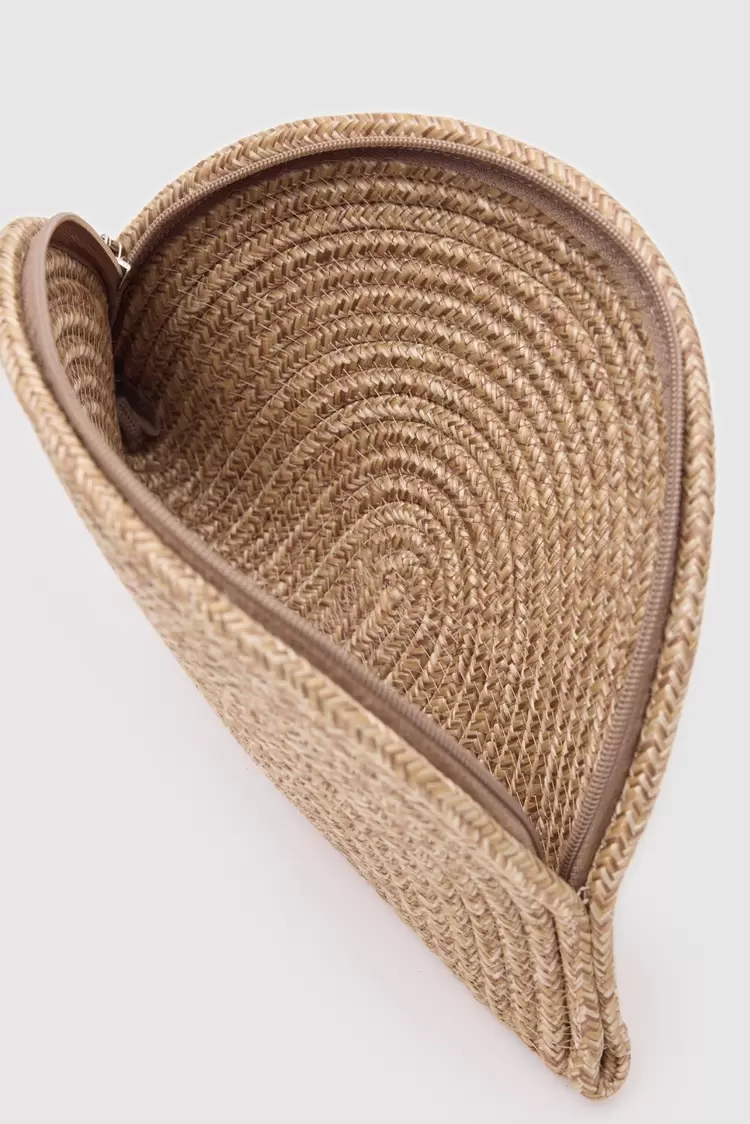 Hasır Clutch Çanta Vizon El Yapımı