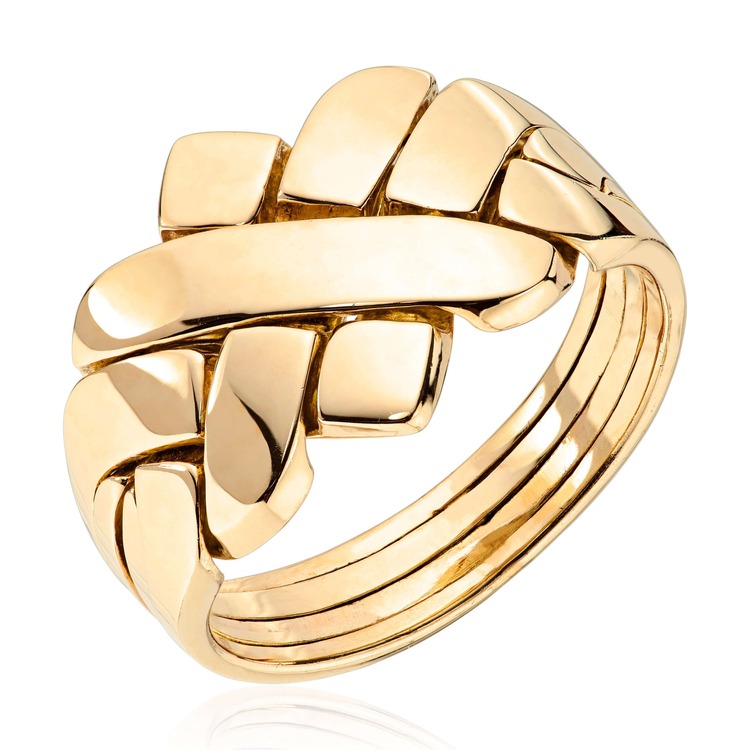 14K GOLD 4 BAND X DESIGN PUZZLE RİNG wholesale 10 rings