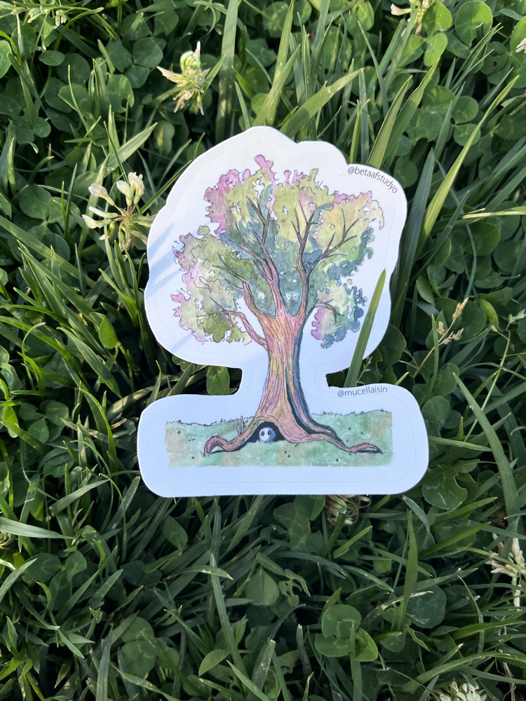 Büyük Boy Tekli Sticker - Misafirli Ağaç