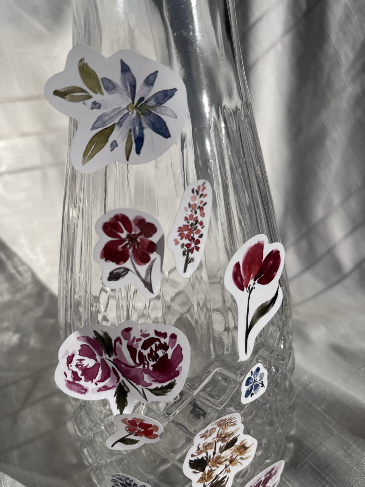 Watercolor Floral Sticker Pack 2 - 10’lu Sticker Seti