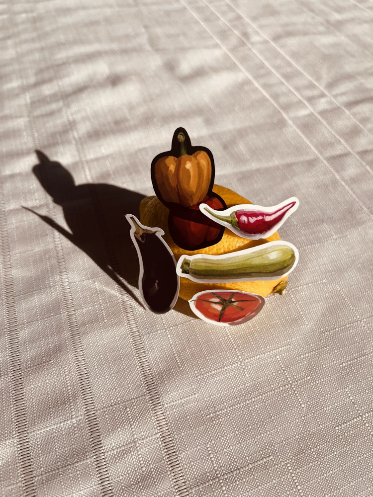 Sebzeler 5'li Sticker Pack | Dekoratif Sebze Sticker Seti (10x10 cm)