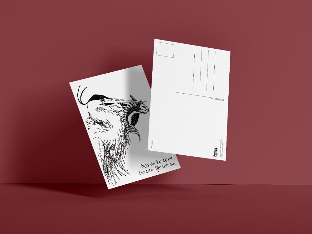 2'li Kartpostal Seti "Balıkçıl" – "Mürekkep" Serisi